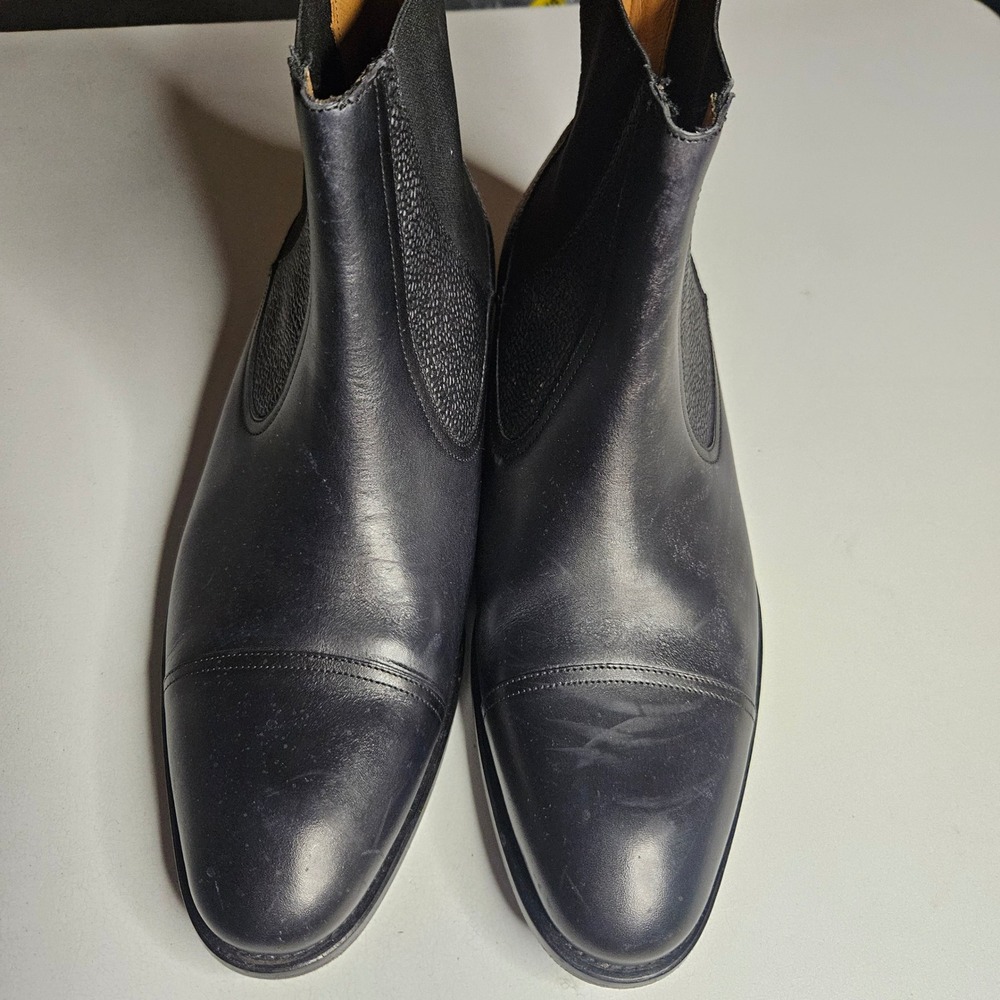 Mezlan Mens Higgins Black Leather Cap Toe Chelsea Boots Ankle Mixed Texture 9M